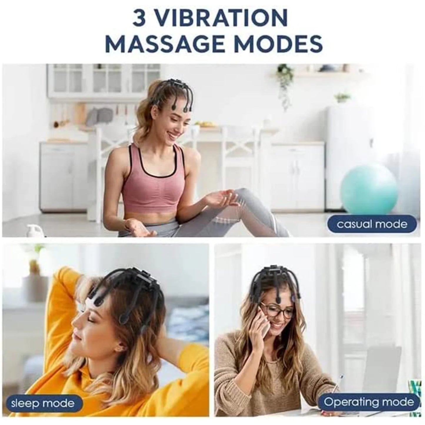 Elektrisches Kopfmassagegerät, Oktopus-Kopfhautmassage, Vibration, Kopfkratzer, Therapie zur Entspannung, Stressabbau, Verbesserung des Haarwachstums im Schlaf.