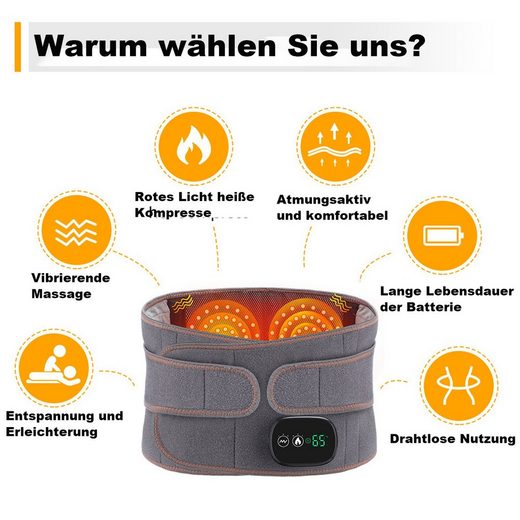 ORTHOUP™ 2-in-1-Wärmegürtel-Massagegerät gegen Schmerzen im unteren Rückenbereich | Eine Kombination aus Wärme und Massage gegen Schmerzen in der Taille